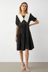 Kaylie Black Lapel Midi Dress