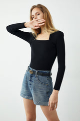 Diana Black Shoulder Wrap Sweater