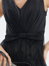 Triacetate V-Neck Gathered Waist Midi Dress