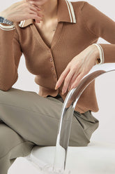 Peru Collared Long Sleeve Button-Up Cardigan