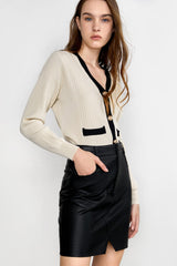 Lealia Beige Contrast Cardigan