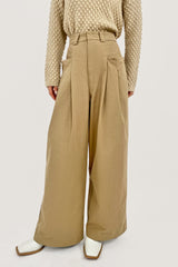 High Waist Solid Wide Leg Pants