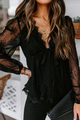 Crazy About You Lace Long Sleeve Top - 2 Colors