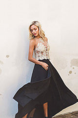 Lace Embroidered Halter Neck Top