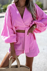 Divinely Sunny Wrap Long Sleeve Suit - 3 Colors