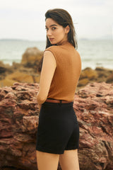 Sienna Mock Neck Textured Knitted Vest