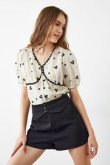 Lalit Beige Puff Sleeve Blouse