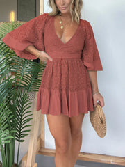 Lace Crochet Dress Built-in Shorts