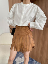French Retro Round Neck Pleated Loose Long-Sleeved Shirt