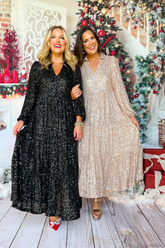 Elegant long dress with sequins