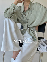 Satin Ballon Green Sleeve Blouse