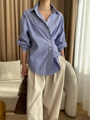 Blue Striped Shirt With A Ainched Waist
