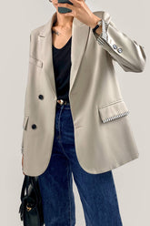 Linen Single-Breasted Peak Lapels Blazer