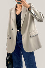 Linen Single-Breasted Peak Lapels Blazer