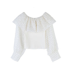 White Puff Sleeve T Polka Dots