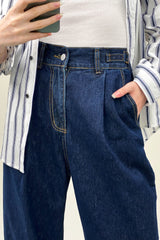 Royal Blue Full-Length Wide Leg Jeans