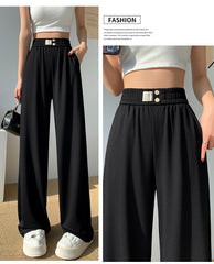 Black High-Waisted Straight Slacks