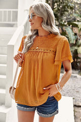 Sweet One Swiss Dot Lace Short Sleeve Top - 4 Colors