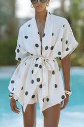 Grace and Beauty Polka Dots Short Sleeve Suit