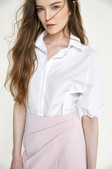 White Short Puff Sleeve Shirt