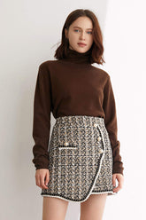 Michal Moccasin Plaid Asymmetrical Skirt