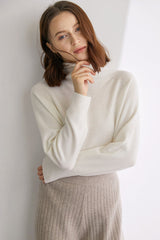 Mahmoud Ivory Premium 100% Wool Rolled Neck Sweater