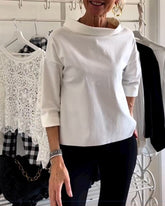 Casual Wide Lapel Turtleneck Top