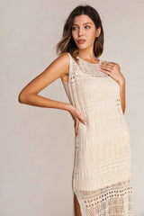 Ivory Crochet Maxi Dress With Matching Cami Dress