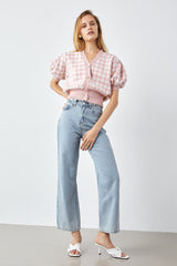 Jillian Light Pink Plaid Cardigan