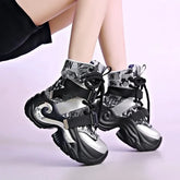 8CM High Platform Leather Ankle Boots