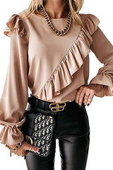 Elegant Image Ruffled Long Sleeve Top - 6 Colors