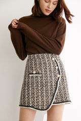 Michal Moccasin Plaid Asymmetrical Skirt