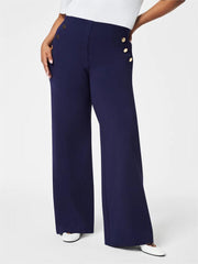 Button wide-leg flat T-shirt