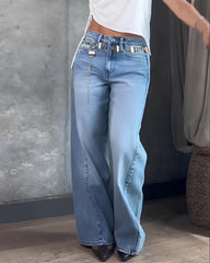 Women's High-waisted Tummy-control Washed Denim Jeans