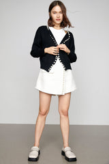 Willie Black Faux Pearl Decor Cardigan
