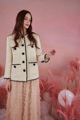 Beige Buttun-Up Patched Pockets Jacket