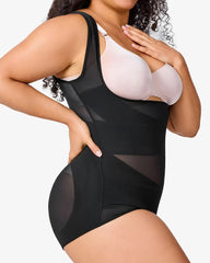 See-Through Mesh Tummy-Controlling Bodysuit