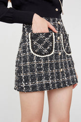 Brisa Black Plaid Skirt Black