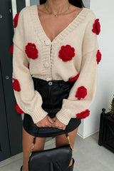 Precious Look 3D Flowers Knit Cardigan Sweater - 3 Colors