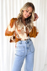 Help You Out Print Collared Long Sleeve Top - 3 Colors