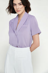 Medium Purple Asymmetric Button Down Shirt