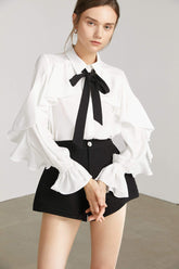 Oleander White Ruffled Blouse
