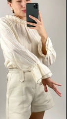 Dreamiest Love Ivory Long Sleeve Lace-Trimmed Blouse