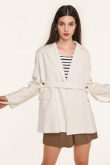 White Strap Detail Oversized Blazer