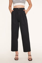 Black Twill Wide Leg Work Pants