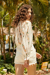 White Lace Floral Embroidery Blouse