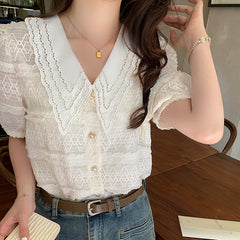 Jakayla Beige Doll Collar Shirt