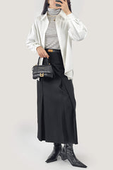 White Button-Up Lantern Sleeve Shirt