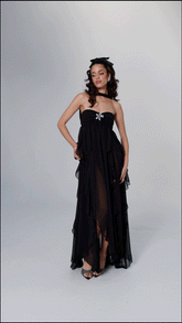 French halterneck chiffon dress