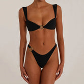 Adjustable Bikini with Metal Details Tummy Control Two Piece Swimsuit Micro Bikini Sets Pantieswear